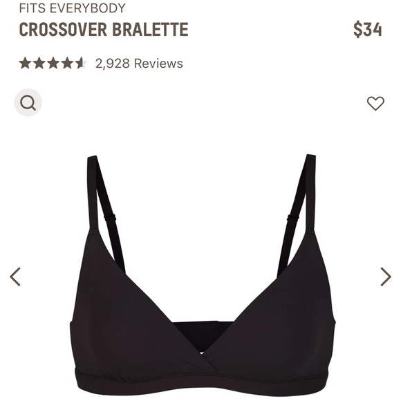 Skims Fits Everybody Crossover Bralette Size Small in Onyx Black - Picture 4 of 4